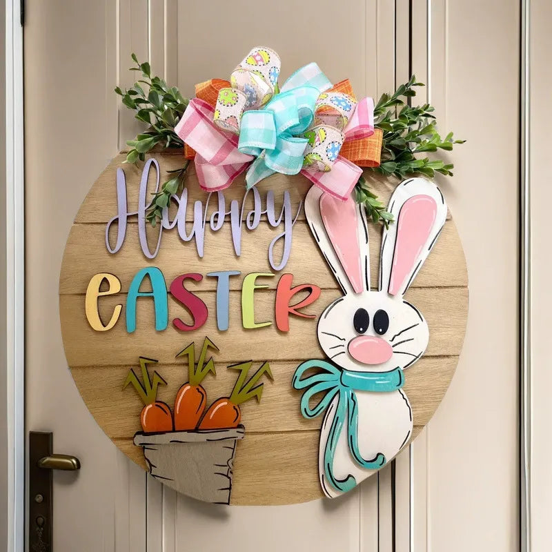 Velikonoční závěsný věnec se zajíčkem a lapačem slunce 🌸 | Druhý kus za polovic