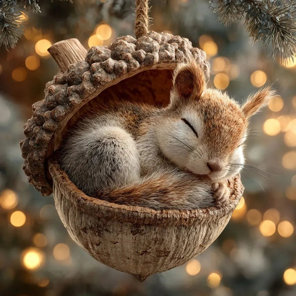 🎁❤️Roztomilá lesní zvířátka – ozdoby z žaludů pro útulné lesní Vánoce, nejnovější trendy vánočních stromků, která hlídají váš vánoční stromek!