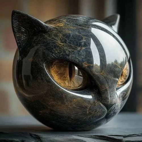 🖤 Černá socha kočky, která přináší štěstí do vašeho domova.