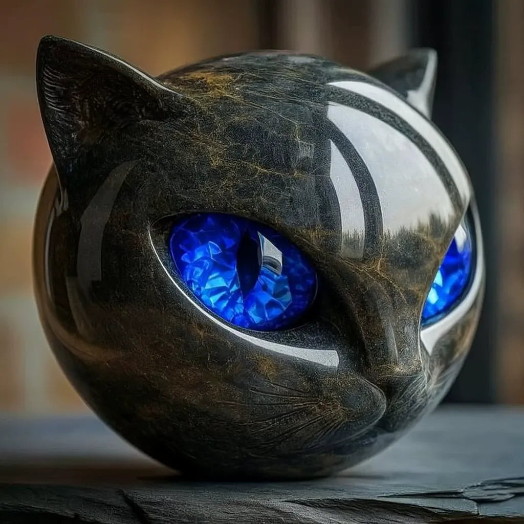 🖤 Černá socha kočky, která přináší štěstí do vašeho domova.