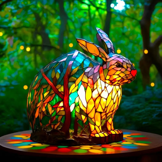 [🎉 Exkluzivně pro členy ]Zoeurva vitrážová lampa ve stylu lesního králíčka 🐰✨