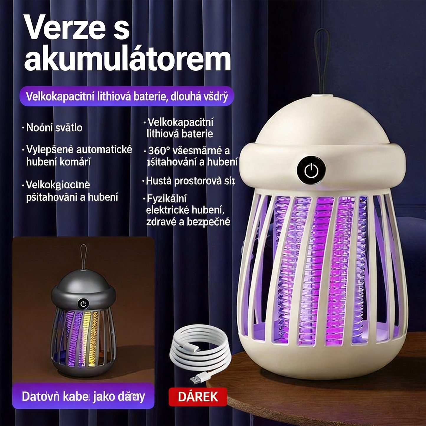 🌙 Letní UV lampa proti komárům – tichá, zdravá a účinná ochrana po celou noc