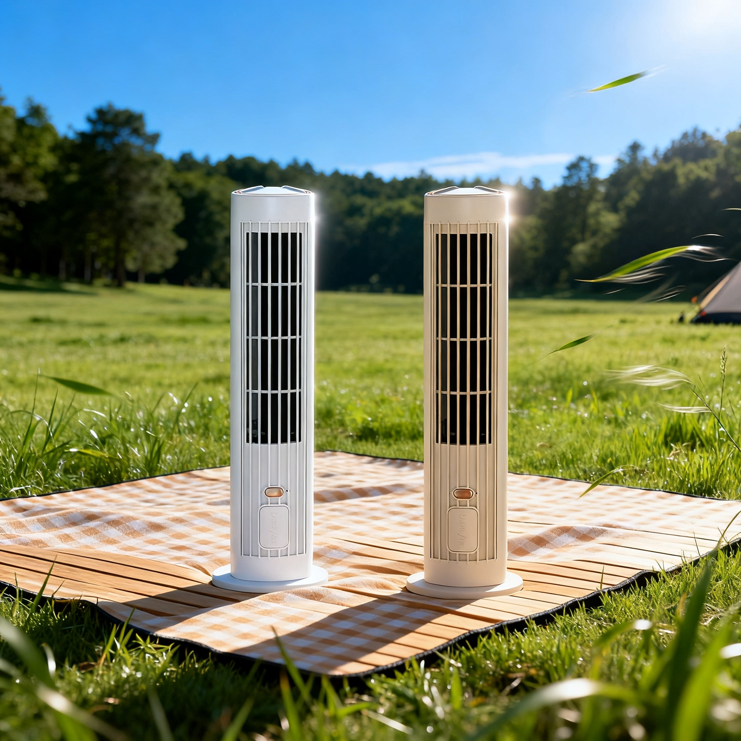❄️ 2 v 1 USB nabíjecí stolní a stojanový věžový ventilátor – tichý mini ventilátor do kanceláře, na studium, kempování i venkovní použití | přenosný, silný proud vzduchu, letní hit 🔥