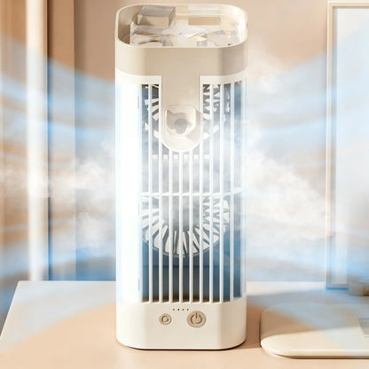 ❄️ USB Stolní Ochlazovač Vzduchu s Rozprašovačem a LED Nočním Světlem – Možnost Přidání Ledu pro Okamžité Ochlazení